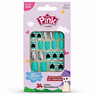 Unhas Autoadesivas Infantil Pink By Kiss Cor 2 Fpbg02 C/24
