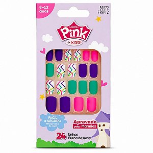 Unhas Autoadesivas Infantil Pink By Kiss Cor 3 Fpsp02 C/24
