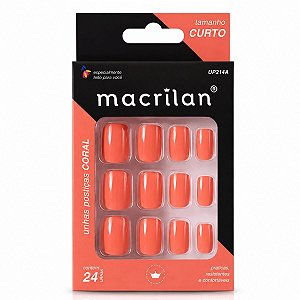 Unhas Postiças Coral Macrilan Curto Up214a C/24