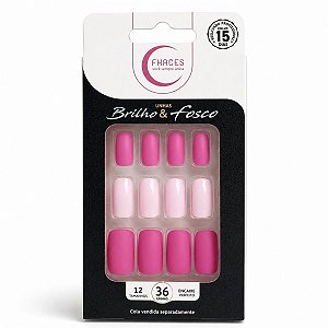 Unhas Postiças Brilho & Fosco Rosa U4033 Fhaces