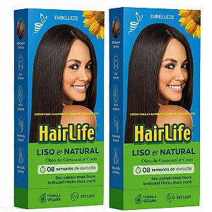 Kit Embelleze HairLife Óleo de Girassol: 2 Creme alisante Tioglicolato 80g