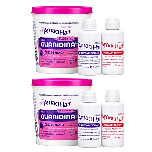 Kit Embelleze AmaciHair Tradicional Óleo de Manga: 2 Creme Relaxamento Guanidina 200g