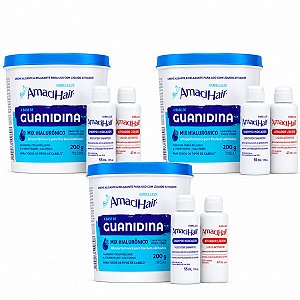 Kit Embelleze AmaciHair Mix Hialurônico: 3 Creme Relaxamento Guanidina 200g