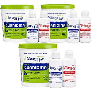 Kit Embelleze AmaciHair Azeite De Oliva: 3 Creme Alisante Guanidina