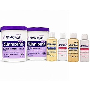 Kit Embelleze AmaciHair Liso Óleo De Argan: 2 Creme Alisante Guanidina 200g