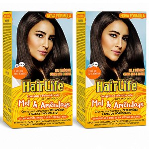 Kit Embelleze HairLife Mel E Amêndoas: 2 Creme alisante Tioglicolato 80g