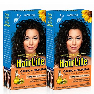Kit Embelleze HairLife Cacho e Natural: 2 Creme alisante Tioglicolato 80g