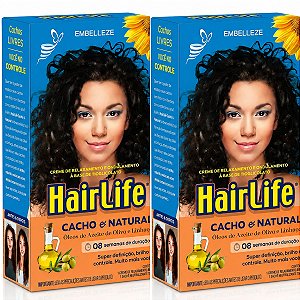 Kit Embelleze HairLife Cacho e Natural: 2 Creme alisante Tioglicolato 80g