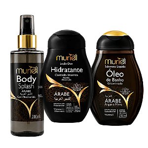 Kit Completo Muriel Árabe: Loção Hidratante, Body Splash Com Niacinamida 200ml e Óleo De Banho 230ml