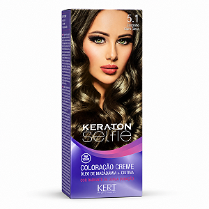 Coloração Creme Kert Keraton Selfie 5.1 Castanho Claro Cinza