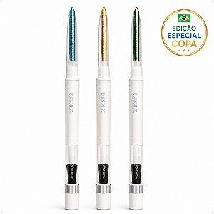 Kit Luisance Copa Brasil Lápis Holográfico Aurora: Cristal, Verde e Dourado