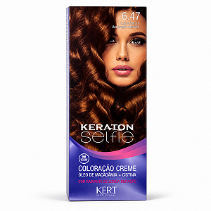 Coloração Creme Kert Keraton Selfie 6.47 Louro Escuro Acobreado Marrom