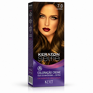 Coloração Creme Kert Keraton Selfie 7.0 Louro Médio