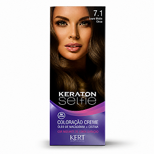 Coloração Creme Kert Keraton Selfie 7.1 Louro Médio Cinza