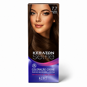 Coloração Creme Kert Keraton Selfie 7.7 Louro Médio Marrom