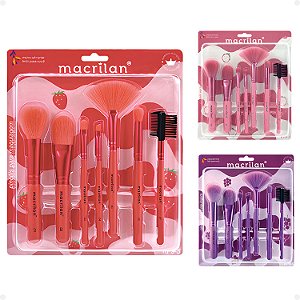 Kit Com 7 Pincéis Para Maquiagem Macrilan Frutas Kp9-5