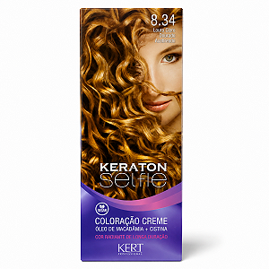 Coloração Creme Kert Keraton Selfie 8.34 Louro Claro Dourado Acobreado