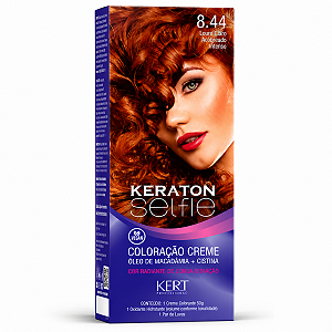 Coloração Creme Kert Keraton Selfie 8.44 Louro Claro Acobreado Intenso