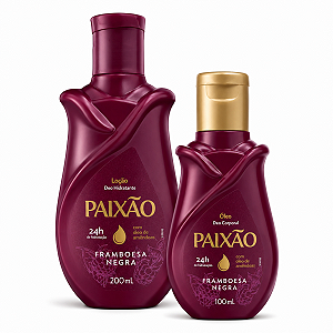 Kit Paixão Framboesa Negra: Loção Hidratante 200ml e Óleo Corporal 100ml