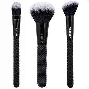 Kit de Pincéis Macrilan Noir Collection: N01, N02 e N03