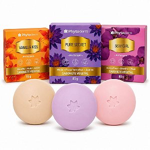 Kit Phytoderm 3 Sabonete Vegetal: Vanilla Kiss, Sexy Girl e Pure Secret 85g