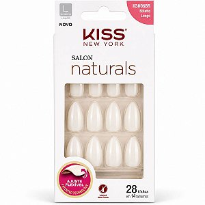 Unhas Postiças Kiss New York Salon Naturals Stiletto Longo 28 Unidades Cód. KSN06BR