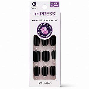 Unhas Autocolantes Impress Kiss Ny Text Appea Quadrado Curto 30 Unidades Cód. Bip230