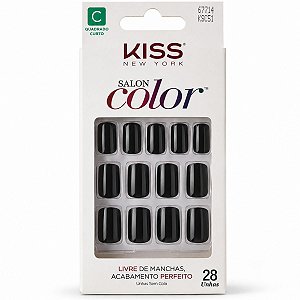 Unhas Postiças Kiss New York Salon Color Quadrado Curto 28 Unidades Cód. Ksc51