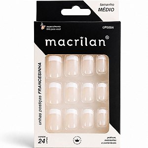Unhas Postiças Macrilan Francesinha Sem Adesivo 24 Unidades Cód. Up309a