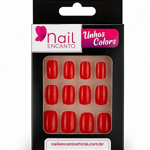 Unhas Postiças Nail Encanto Curta Vermelho Cód. NE529