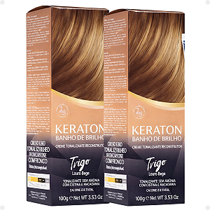 Kit Kert Keraton: 2 Tonalizantes Banho de Brilho Vegan Trigo Louro Bege 100g