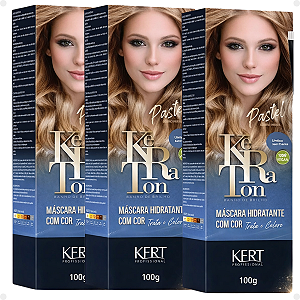 Kit Kert Keraton: 3 Tonalizantes Banho de Brilho Vegan Louro Pastel 100g
