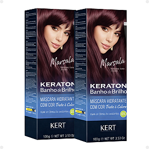 Kit Kert Keraton: 2 Tonalizantes Banho de Brilho Vegan Marsala Vermelho Terroso 100g