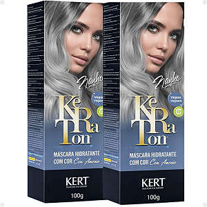 Kit Kert Keraton: 2 Tonalizantes Banho de Brilho Vegan Prata Cendré 100g