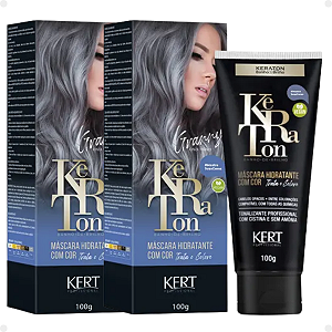 Kit Kert Keraton: 2 Tonalizantes Banho de Brilho Vegan Granny Cinza Titânio 100g