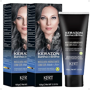 Kit Kert Keraton: 2 Tonalizantes Banho de Brilho Vegan Grafite Cinza Escuro 100g