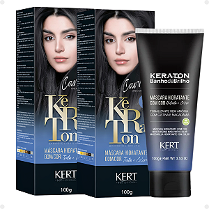 Kit Kert Keraton: 2 Tonalizantes Banho de Brilho Vegan Cinza Carvão 100g