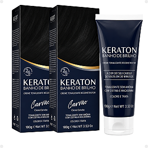 Kit Kert Keraton: 2 Tonalizantes Banho de Brilho Vegan Cinza Carvão 100g