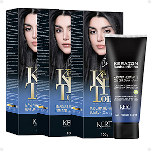 Kit Kert Keraton: 3 Tonalizantes Banho de Brilho Vegan Cinza Carvão 100g