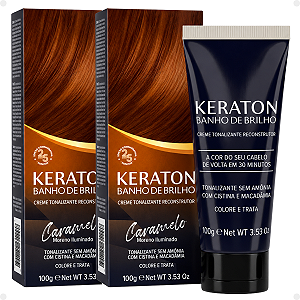 Kit Kert Keraton: 2 Tonalizantes Banho de Brilho Vegan Caramelo Moreno Iluminado 100g