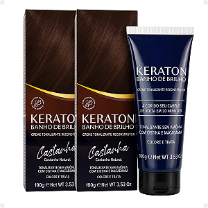Kit Kert Keraton: 2 Tonalizantes Banho de Brilho Vegan Castanha Castanho Natural 100g