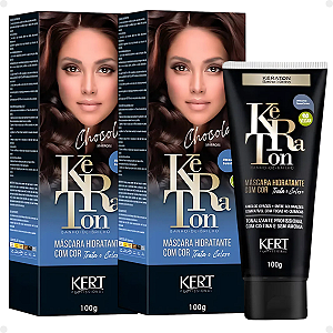 Kit Kert Keraton: 2 Tonalizantes Banho de Brilho Vegan Chocolate Marrom100g