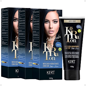 Kit Kert Keraton: 3 Tonalizantes Banho de Brilho Vegan Jabuticaba Preto Azulado 100g