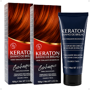Kit Kert Keraton: 2 Tonalizantes Banho de Brilho Vegan Conhaque Cobre Avermelhado 100g