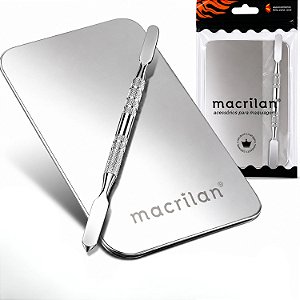 Macrilan Placa e Espatula Para Maquiagem Aço Inox 11,5x7,5 Ref. Ac-04