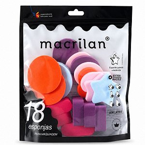 Kit Esponjas Para Maquiagem Com 18Un. Macrilan Ep14