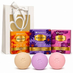 Kit Presente Phytoderm 3 Sabonetes Vegetais: Vanilla Kiss, Sexy Girl e Pure Secret 85g