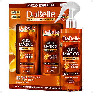 Kit DaBelle Óleo Mágico Blend 10 Óleos: Shampoo 410ml e Condicionador 175ml+ Fluido Nutritivo 200ml
