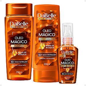 Kit DaBelle Óleo Mágico Blend 10 Óleos: Shampoo 250ml, Condicionador 200ml e Óleo Mágico 45ml