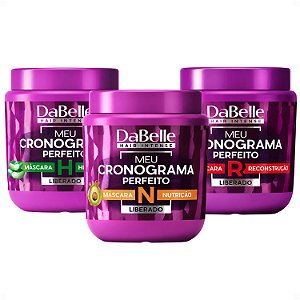 Kit DaBelle Meu Cronograma Perfeito: Máscaras Hidratação, Nutrição e Reconstrução